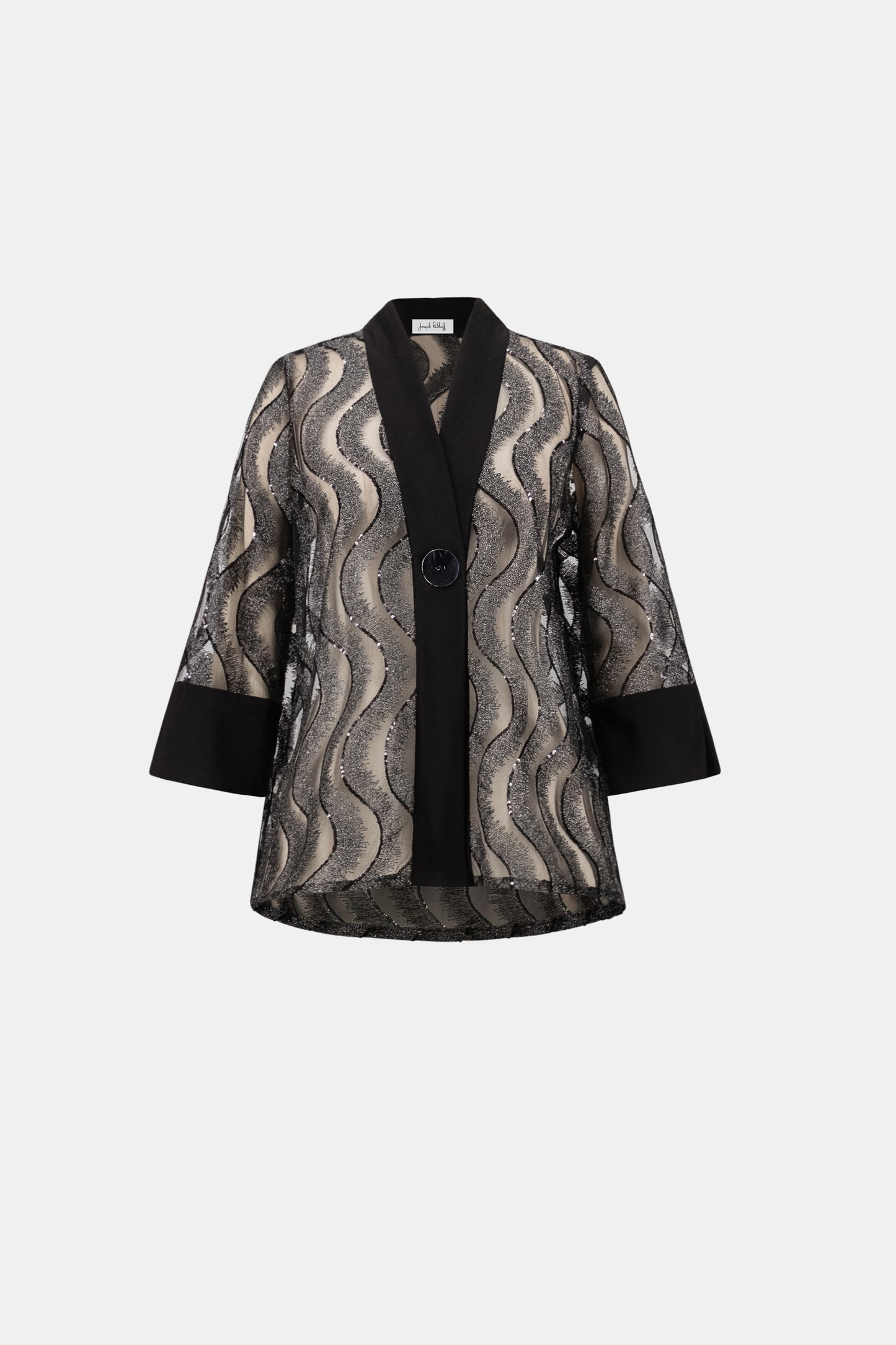 3/4 Sleeve Wave Pattern Sequined Swing Jacket. Style JR264138
