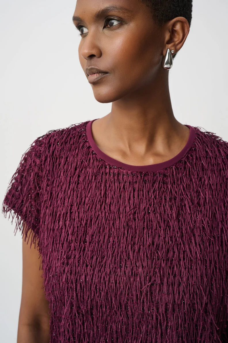 Short Sleeve Round Neck Fringe Top. Style JR264208