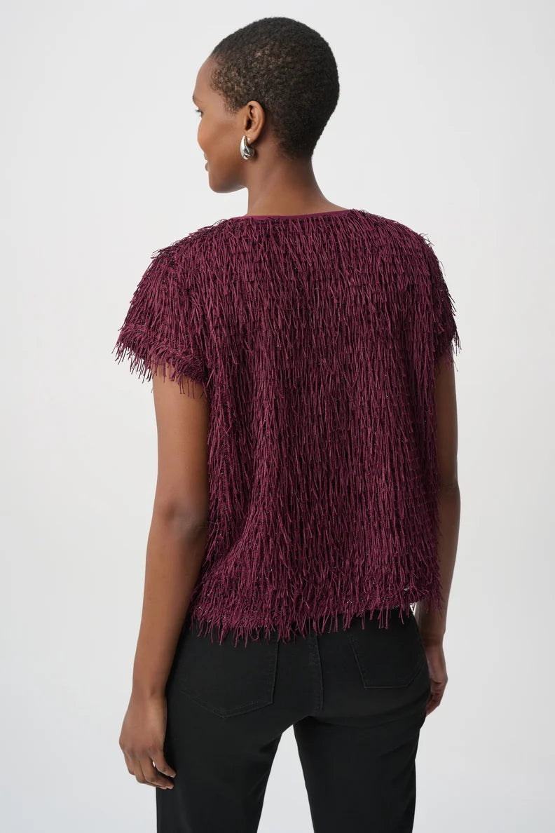 Short Sleeve Round Neck Fringe Top. Style JR264208
