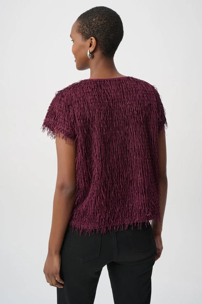 Short Sleeve Round Neck Fringe Top. Style JR264208