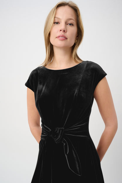 Velvet Fit & Flare Belted Dress. Style JR264209