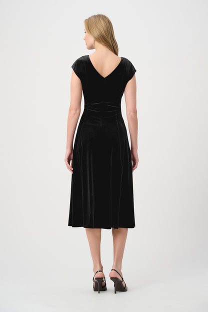 Velvet Fit & Flare Belted Dress. Style JR264209