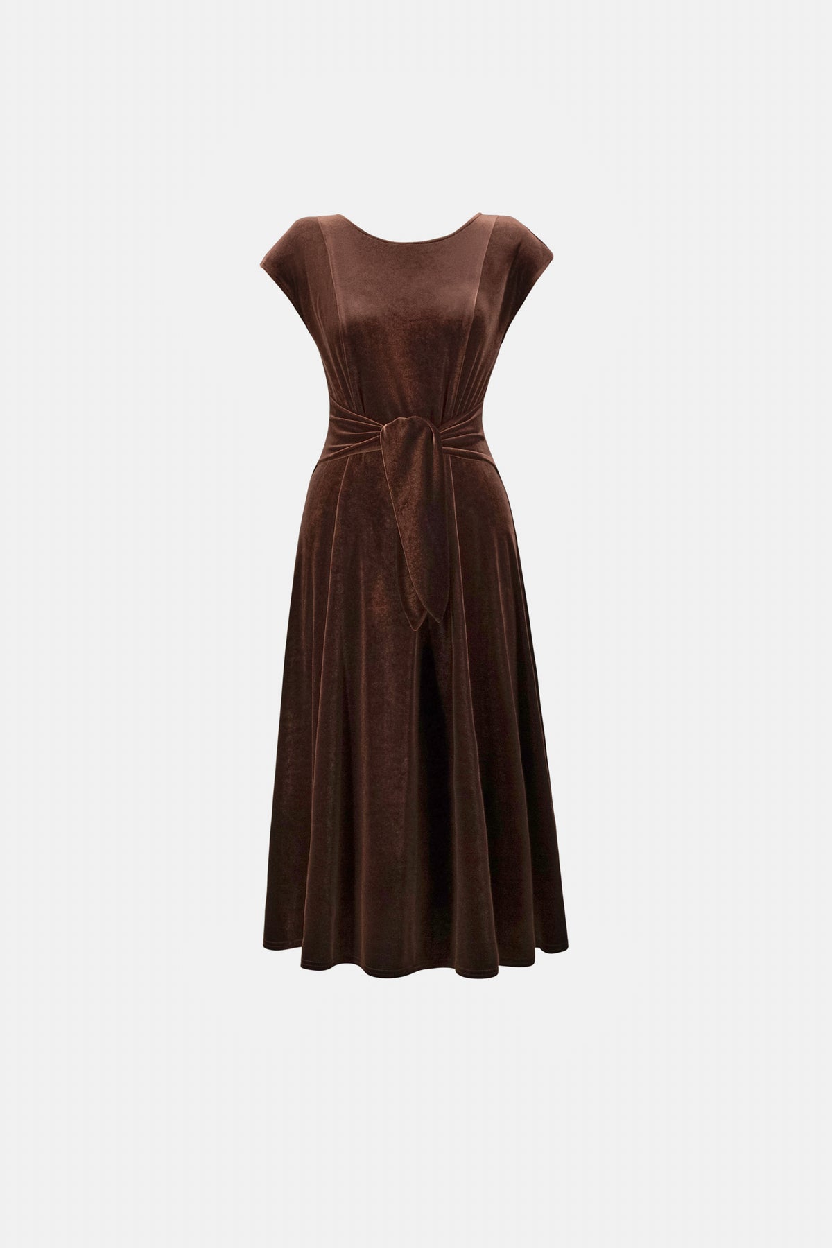 Velvet Fit & Flare Belted Dress. Style JR264209