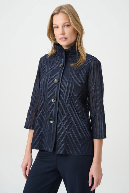 Duo Tone Soutache Button Front Jacket. Style JR264710