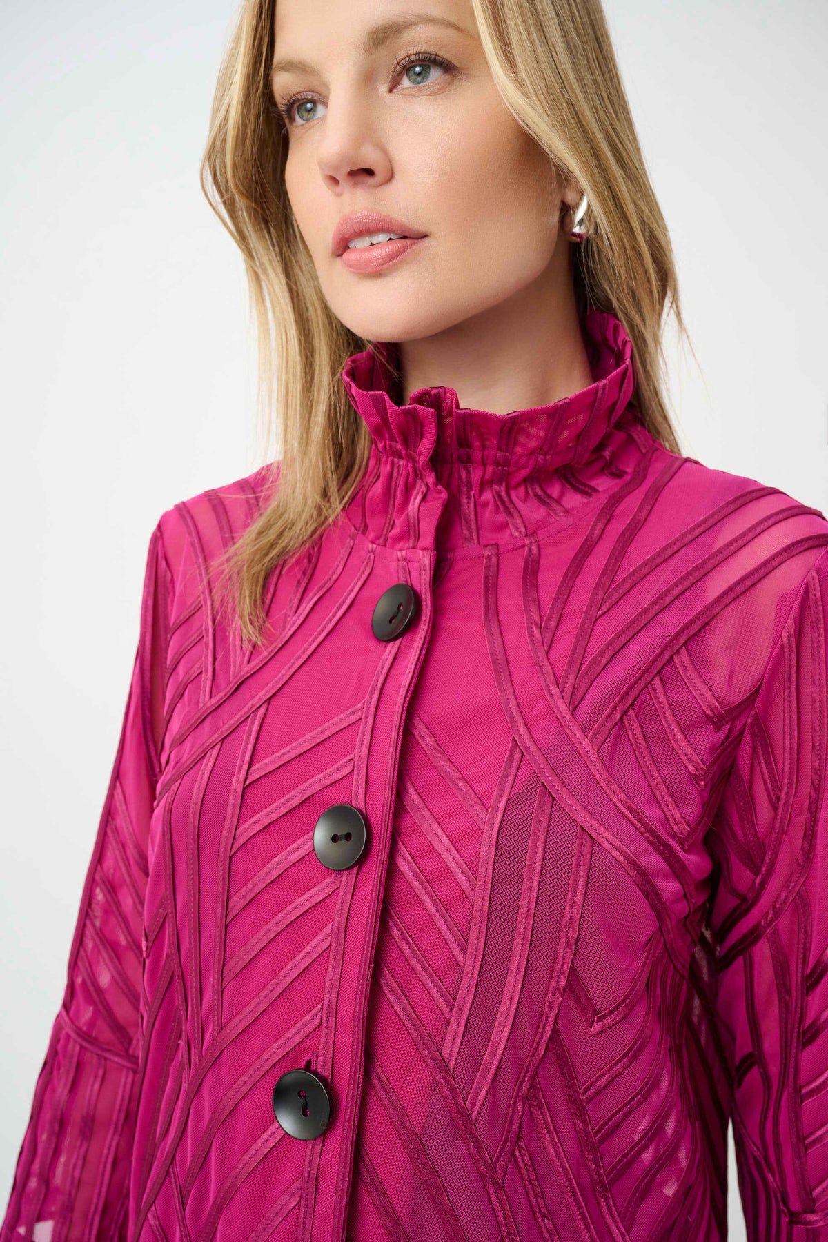 Duo Tone Soutache Button Front Jacket. Style JR264710