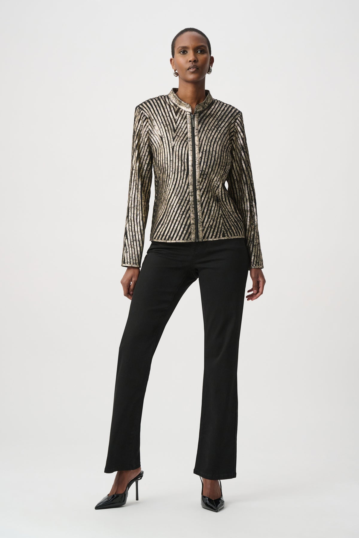 Metallic Soutache Fitted Jacket. Style JR264908