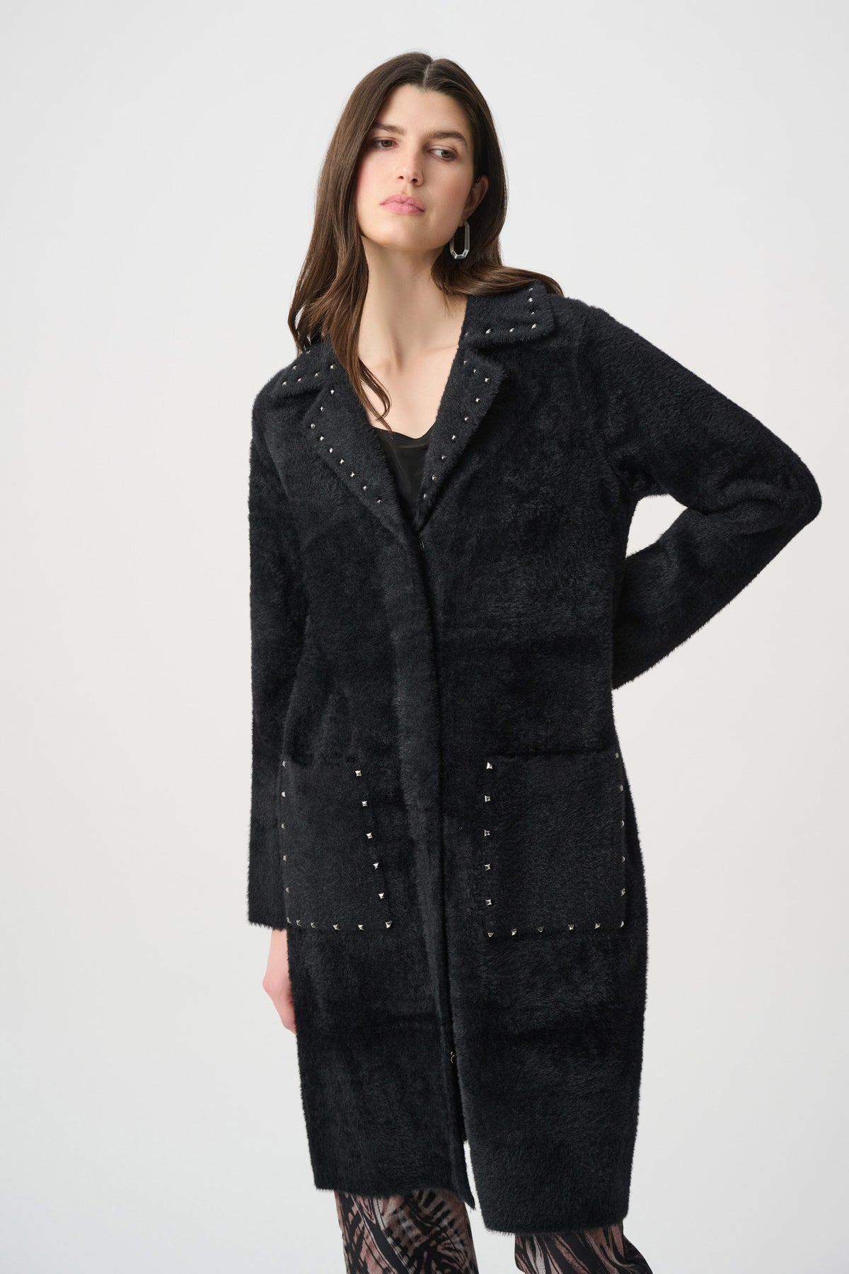 Stud Details Notch Lapel Collared Jacket. Style JR264921