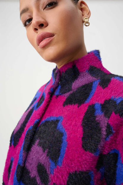 Fuzzy Animal Print Coat. Style JR264922