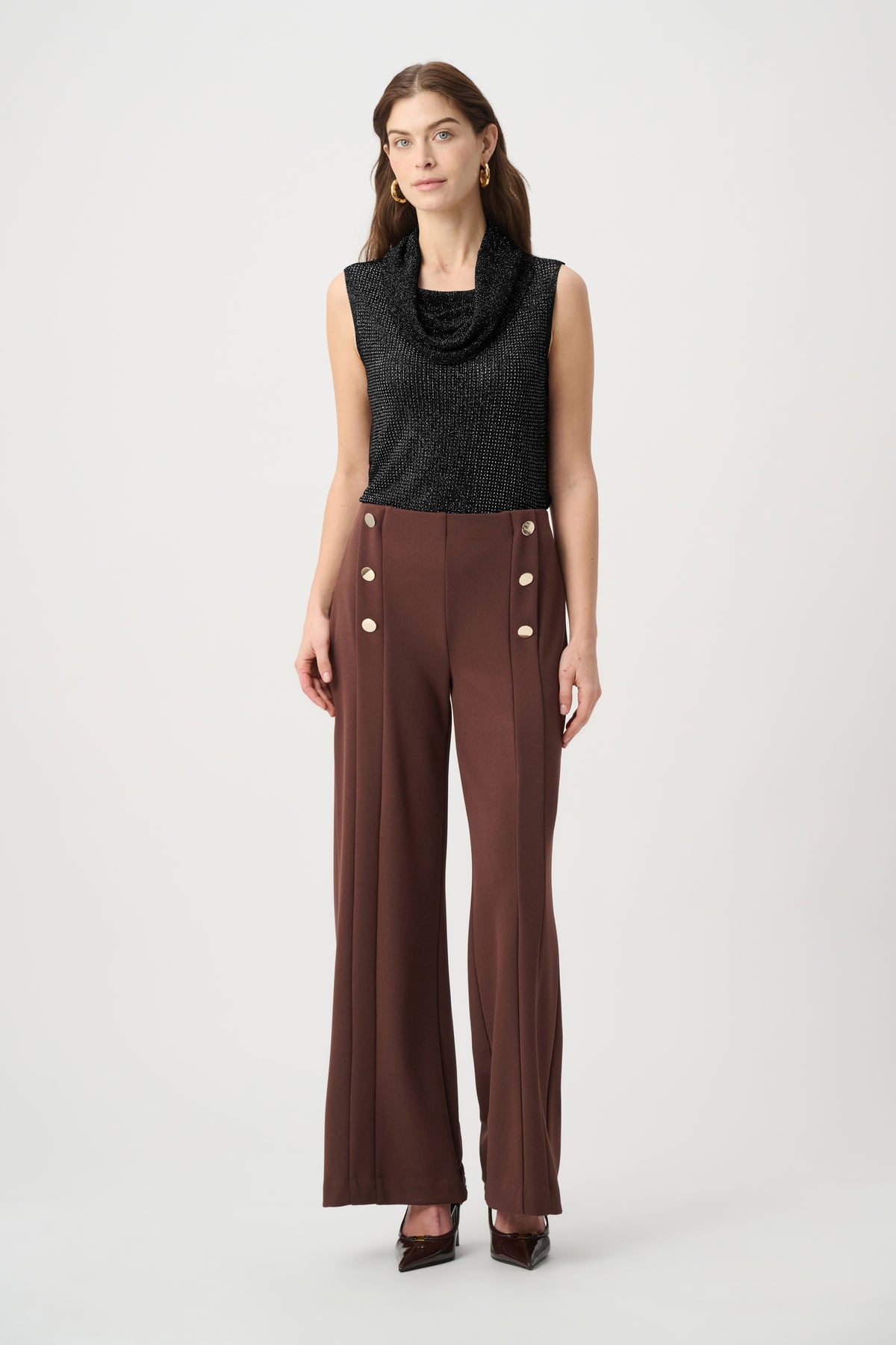 Cowl Neck All-Over Rhinestones Sleeveless Top. Style JR264929