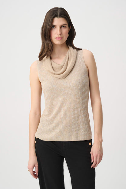 Cowl Neck All-Over Rhinestones Sleeveless Top. Style JR264929