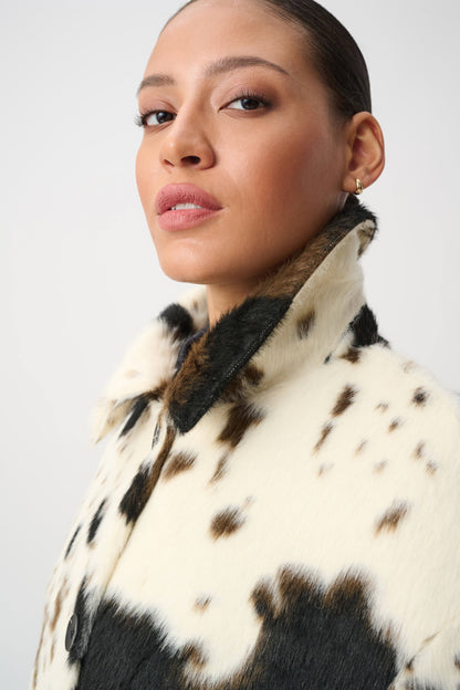 Faux Fur Cow Print Coat. Style JR264944