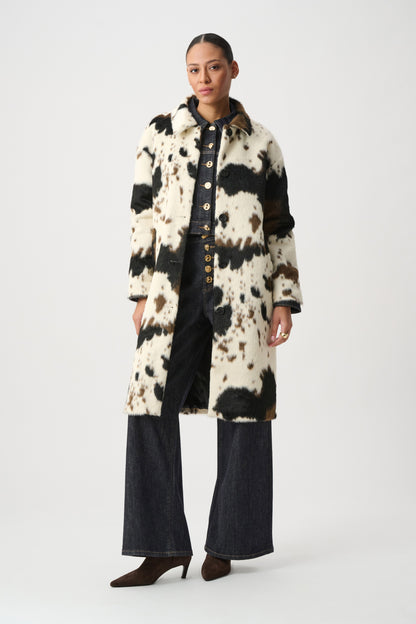 Faux Fur Cow Print Coat. Style JR264944
