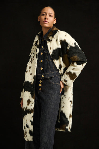 Faux Fur Cow Print Coat. Style JR264944
