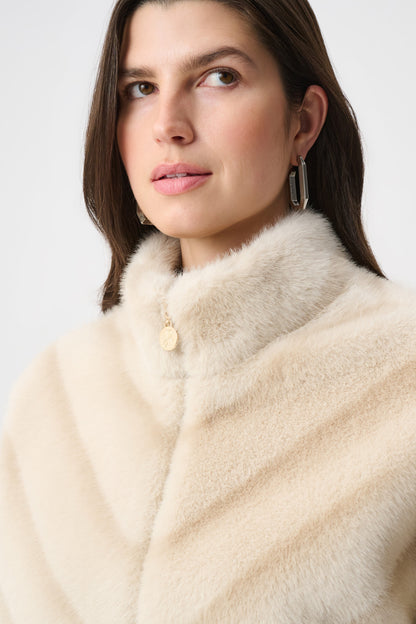 Chevron Print Faux Fur Jacket. Style JR264946
