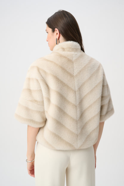 Chevron Print Faux Fur Jacket. Style JR264946