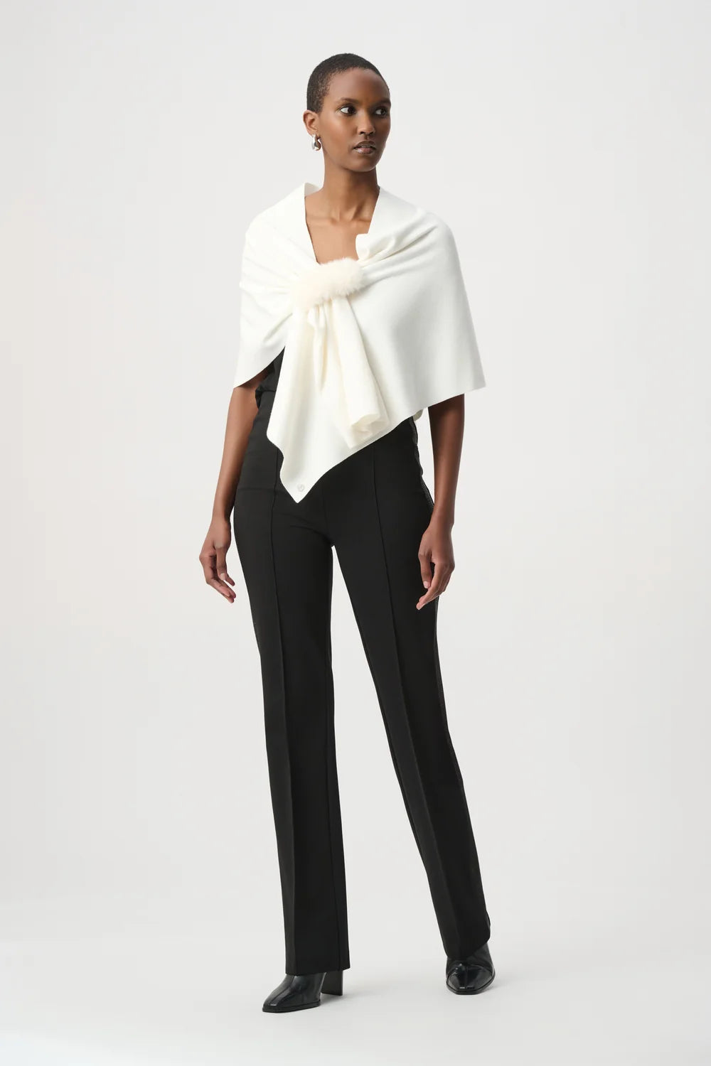 Draped Faux Fur Closure Cover-Up. Style JR264953