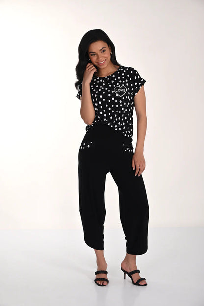 Dot Print on Patch Front Pockets Balloon Pull-On Pant. Style FL266101