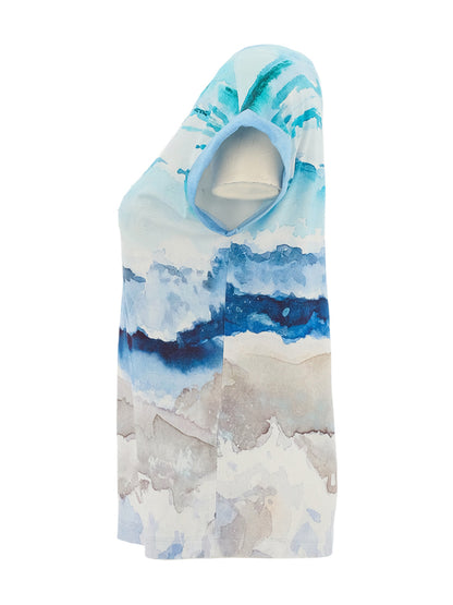 "Seascape 1" Artist Print Clear Rhinestone Embellishment Top. Style DOLC26611