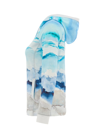 "Seascape" Artist Print Zip Front Hooded Jacket. Style DOLC26613