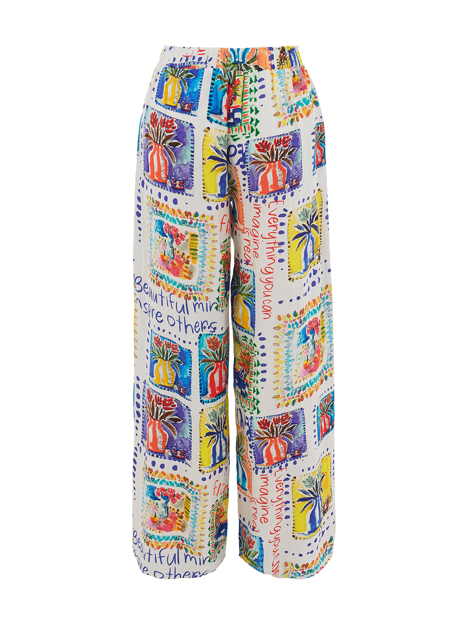"My Handmade Garden" Artist Print Pull-On Slit Hem Pants. Style DOLC26625