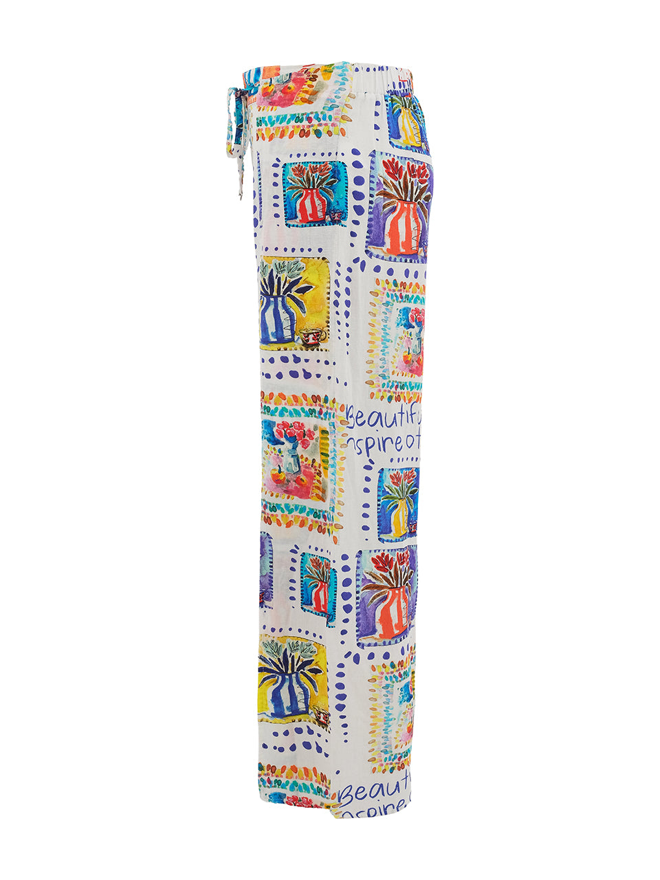 "My Handmade Garden" Artist Print Pull-On Slit Hem Pants. Style DOLC26625
