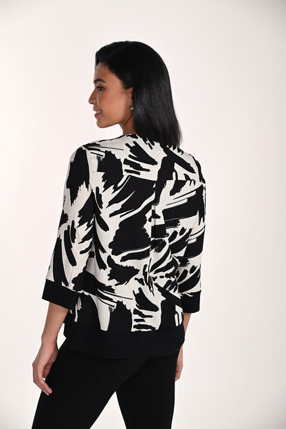 Abstract Print Single Button Swing Jacket. Style FL266309