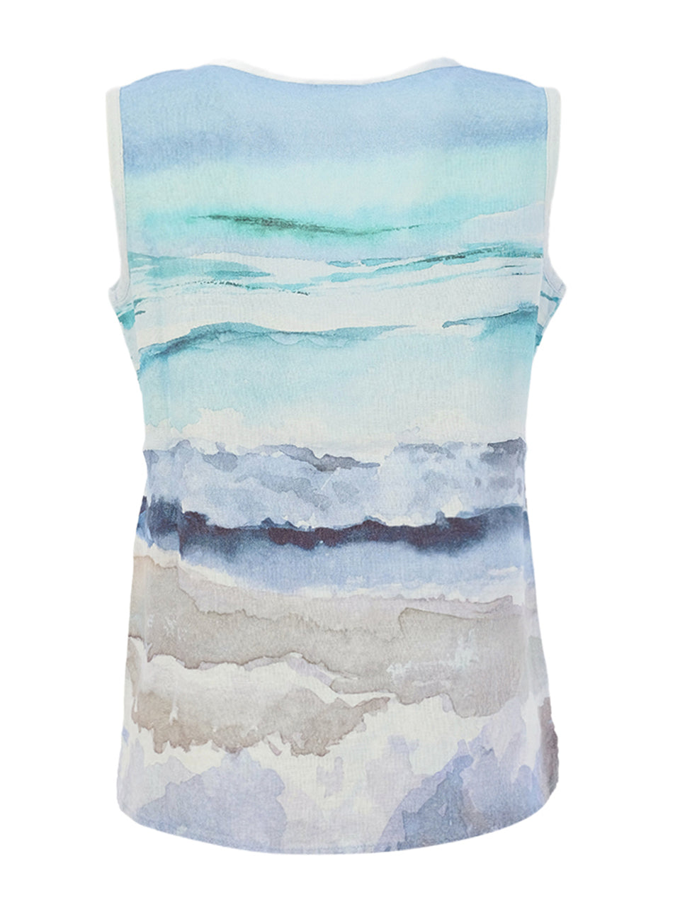 "Seascape 1" Artist Print Sleeveless Round Neck Top. Style DOLC26632