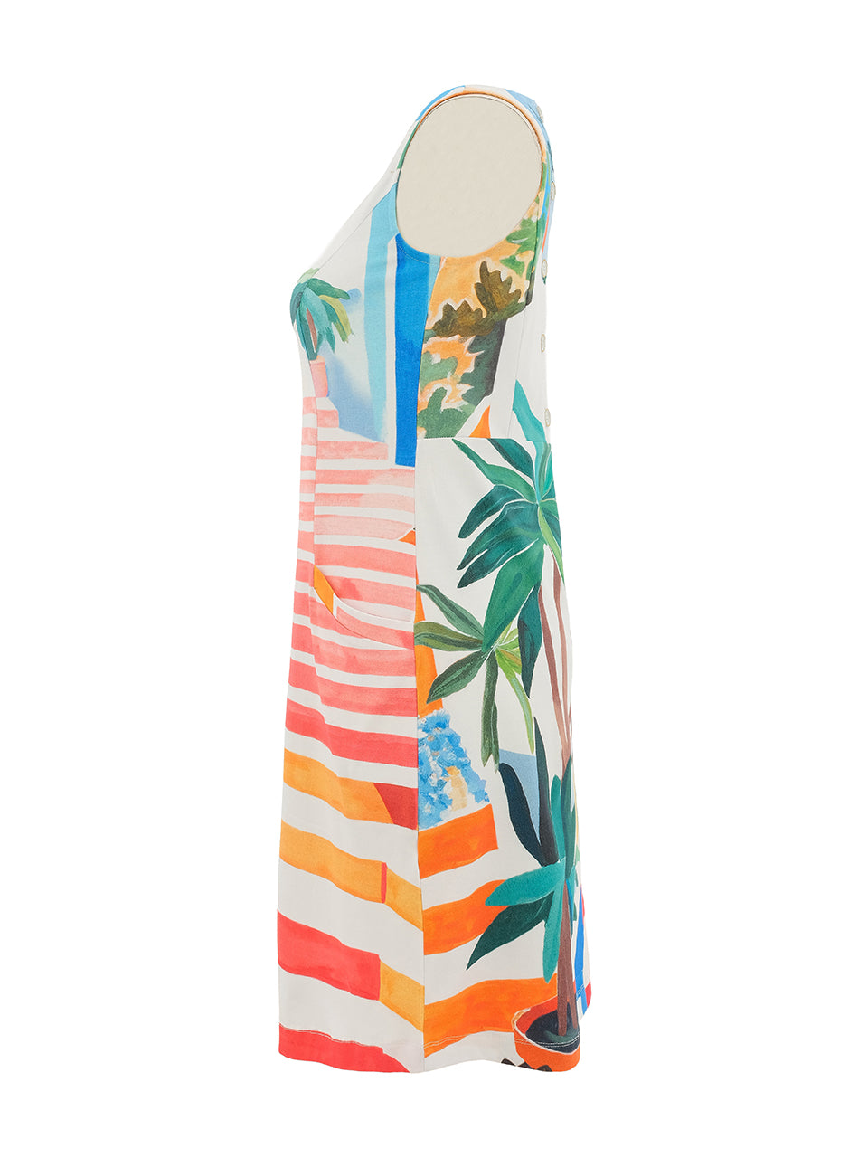 "Pots On The Stairs" Artist Print Sleeveless Straight Dress. Style DOLC26645