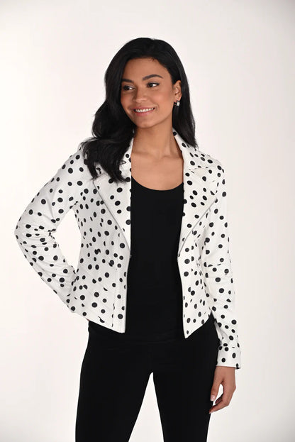 Moto Style Polka Dot Cropped Structured Jacket. Style FL266511