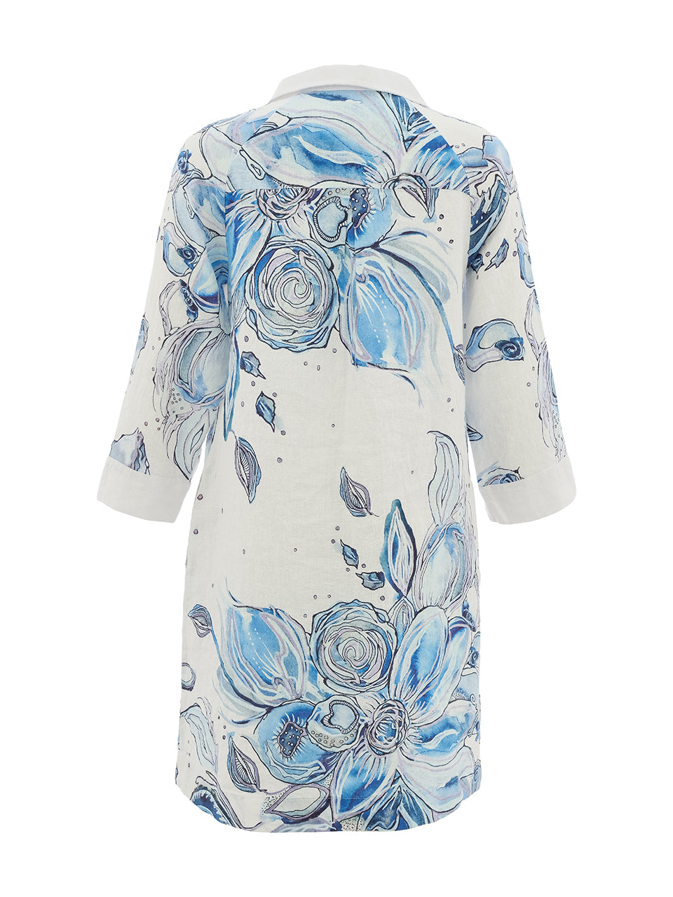 "Blue Flowers" Artist Print Shirt Dress. Style DOLC26655