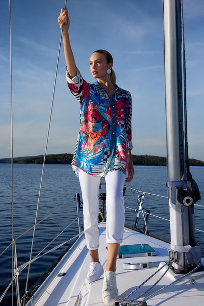 Abstract Print Button Closure Shirt. Style FL266560