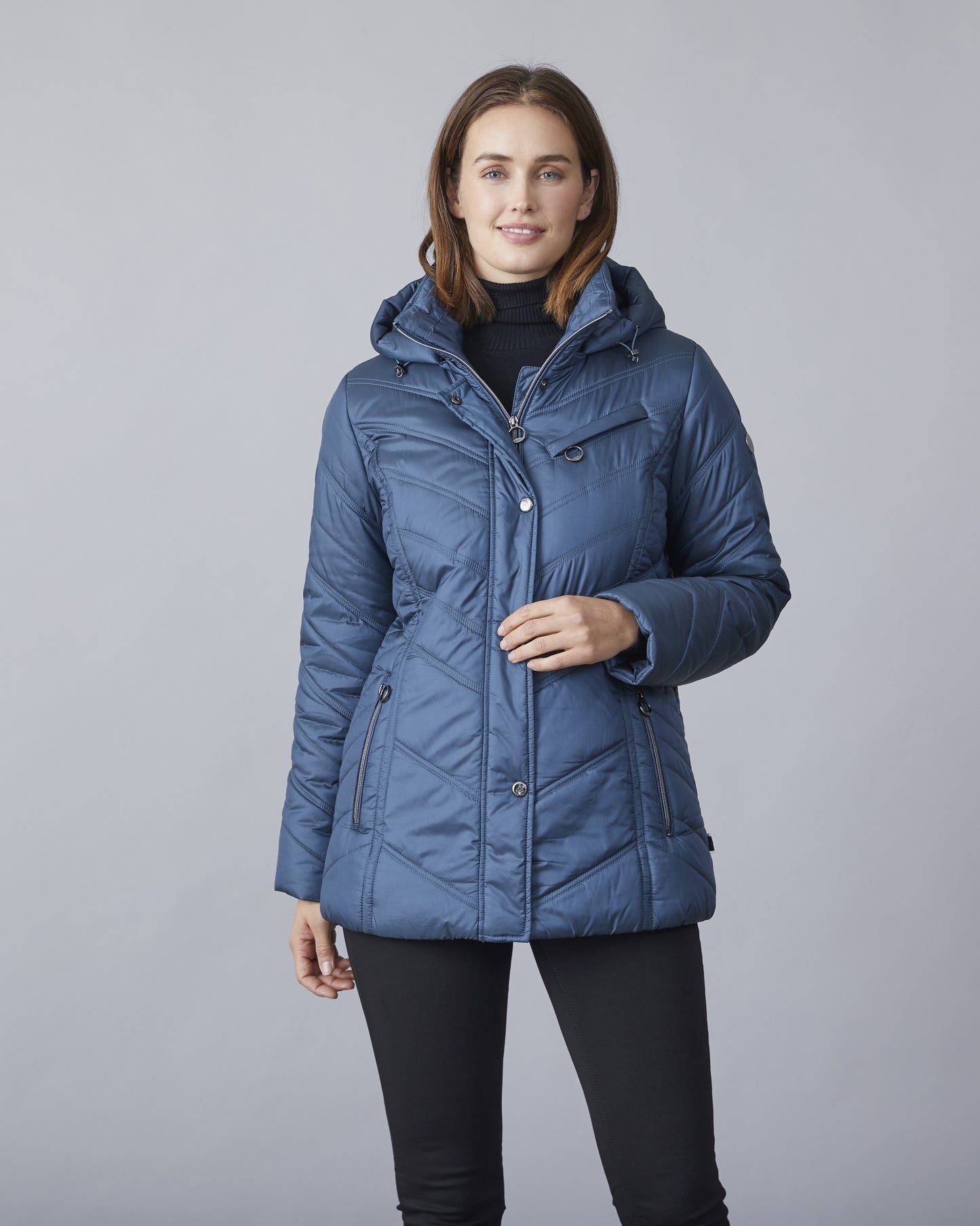 Removable Hood Quilted Outerwear. Style JUN2666