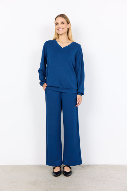 Blue Long Sleeve V-Neck Top. Style SOYA4F26701
