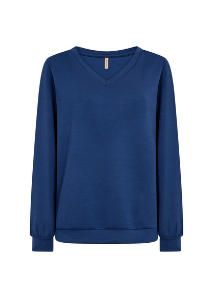 Blue Long Sleeve V-Neck Top. Style SOYA4F26701