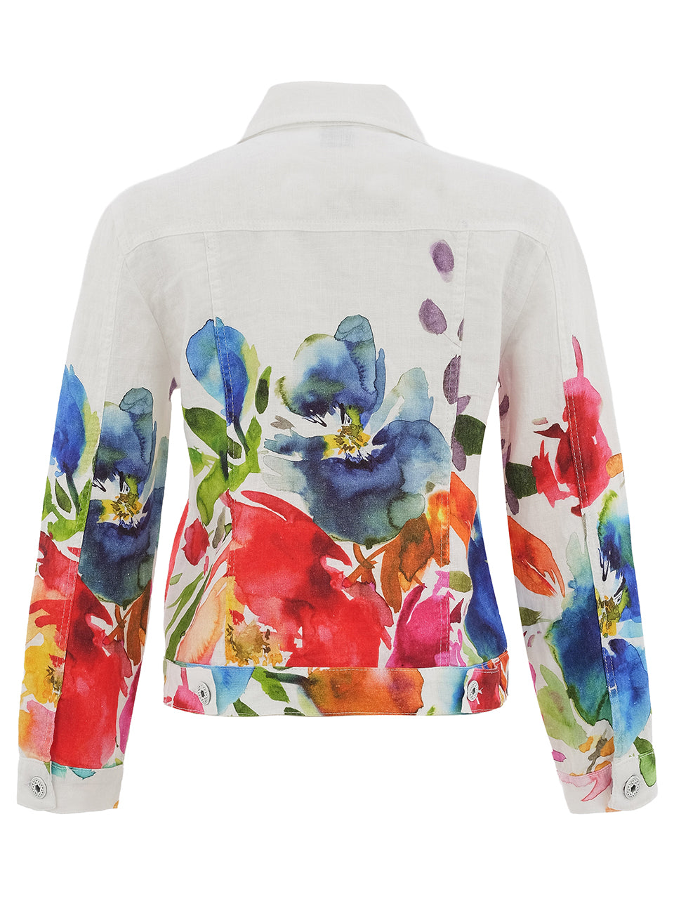 "Spring Delight" Artist Print Structured Linen Jacket. Style DOLC26705