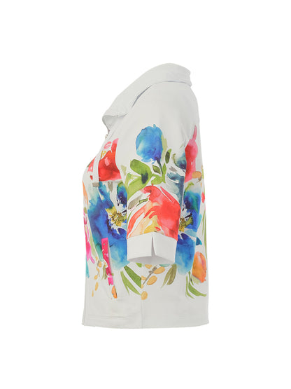"Spring Delight" Artist Print Zip Up Sweater. Style DOLC26707