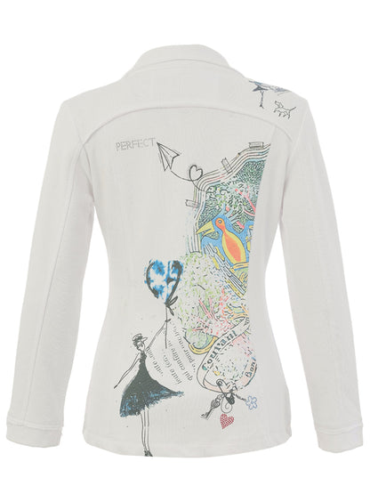 "Collage 46" Artist Print Statement Button & Rhinestone Jacket. Style DOLC26737