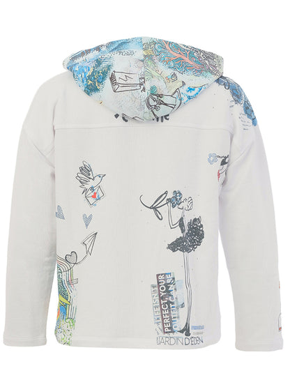 "Collage 46" Art Print Snap Button Hoodie. Style DOLC26738