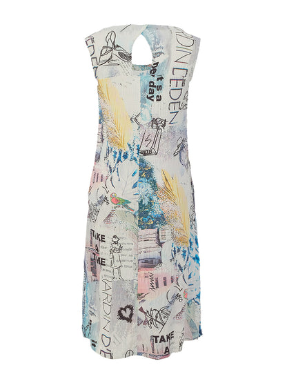 "Collage 46" Artist Print Sleeveless Keyhole Detail Dress. Style DOLC26744