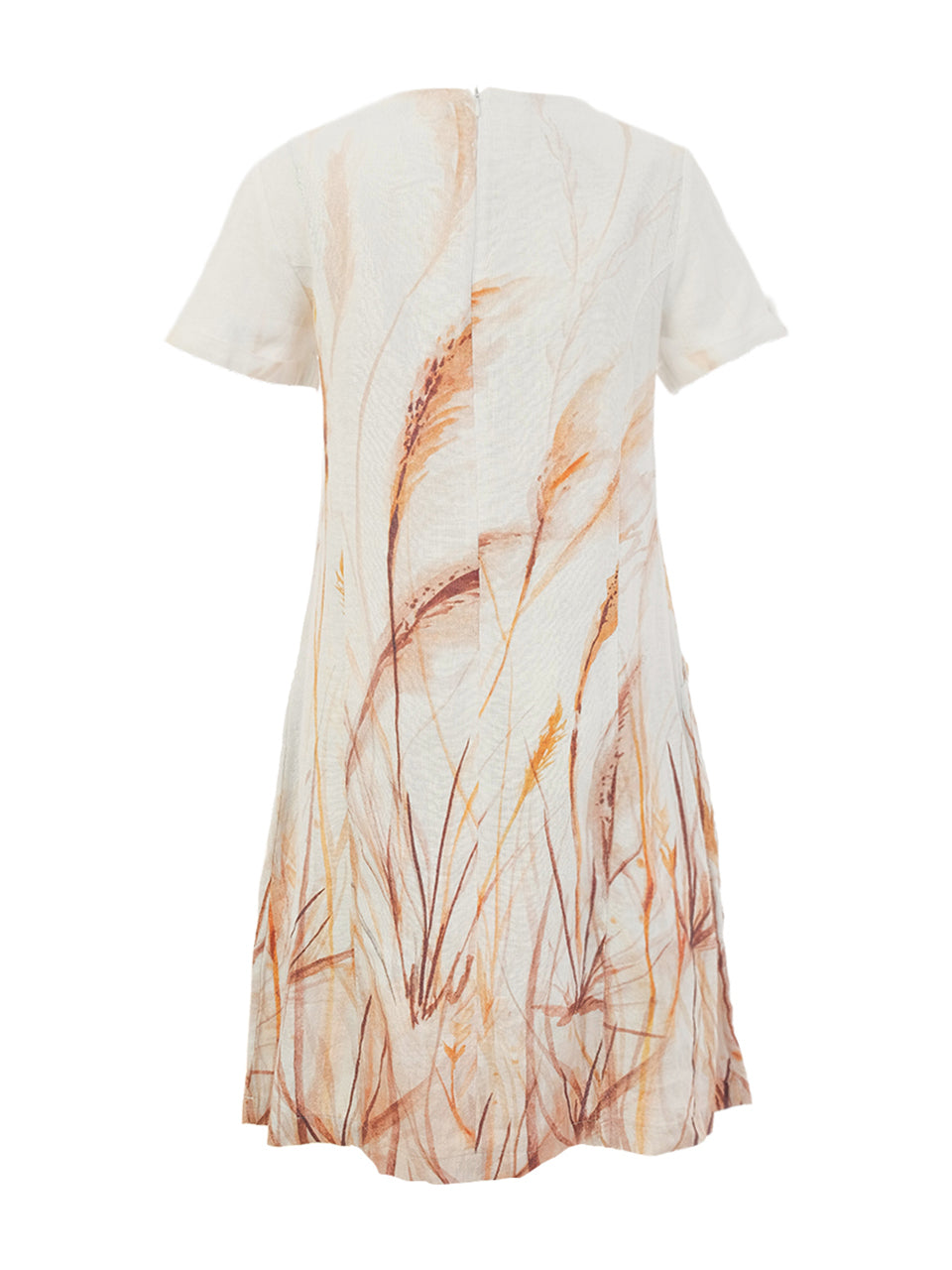 "Reeds By The Shore" Artist Print Short Sleeve Zip Back Dress. Style DOLC26753