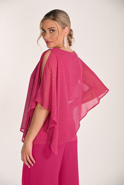 Rhinestone Overlay Shoulder Slits Top. Style FL268194