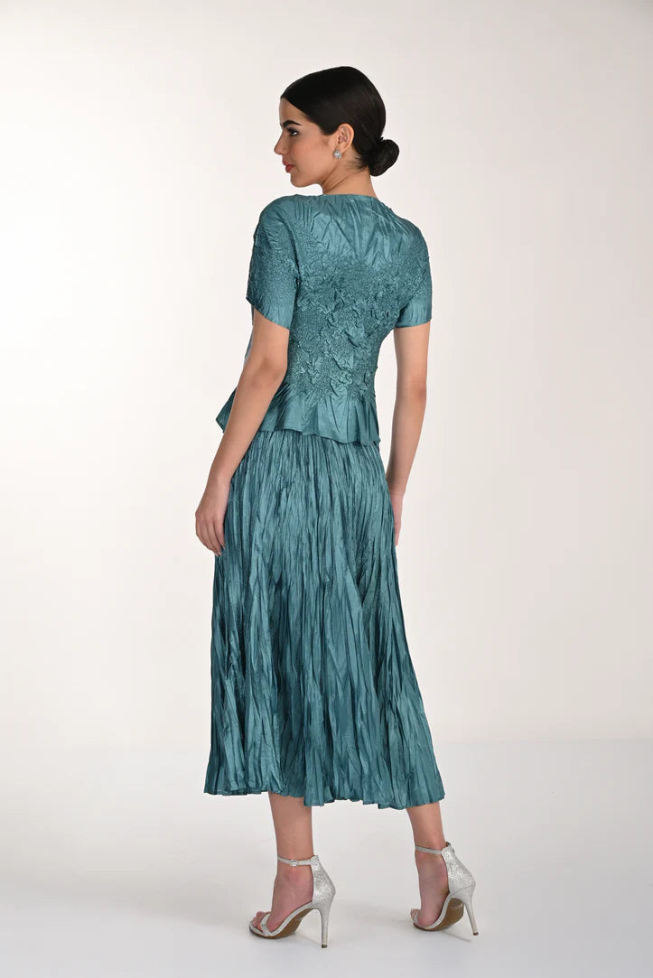 Silk Pleated & Textured Fabric Two Piece Set. Style FL268521