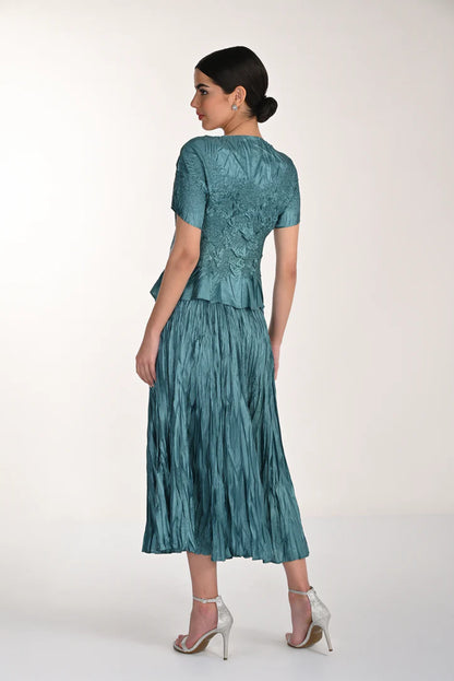 Silk Pleated & Textured Fabric Two Piece Set. Style FL268521