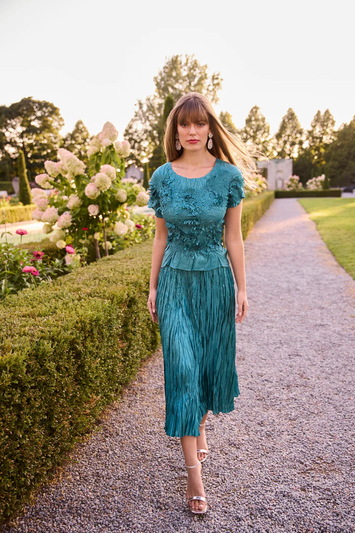 Silk Pleated & Textured Fabric Two Piece Set. Style FL268521