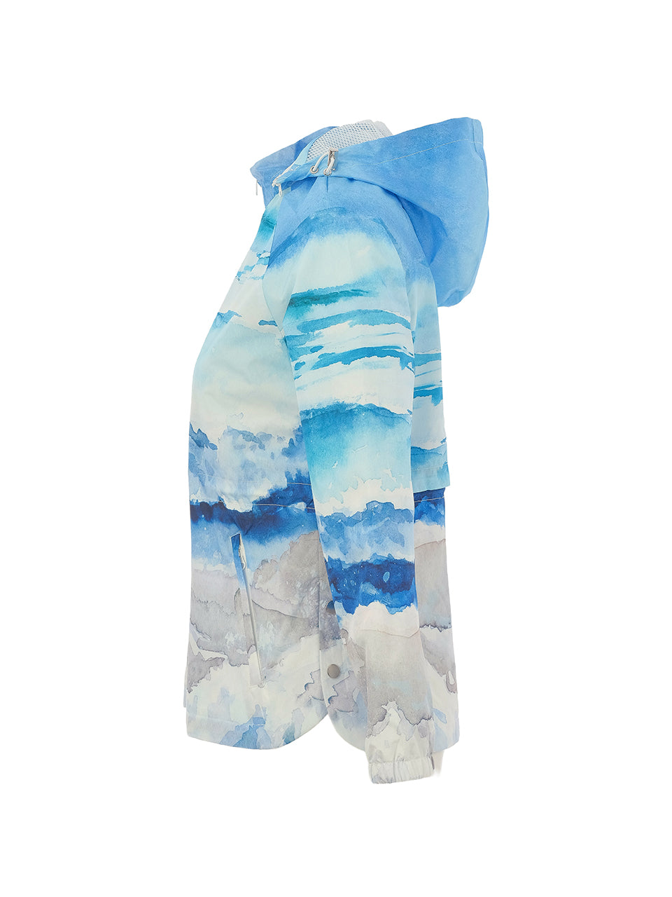 "Seascape" Artist Print Mid Length Raincoat. Style DOLC26865