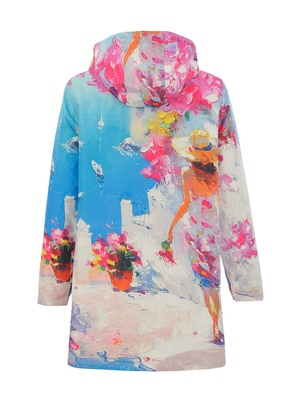 "Summer In Santorini" Artist Print Raincoat. Style DOLC26870