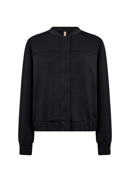 Black Button Front Bomber Jacket. Style SOYA4PF26942