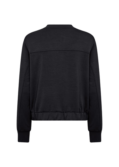 Black Button Front Bomber Jacket. Style SOYA4PF26942