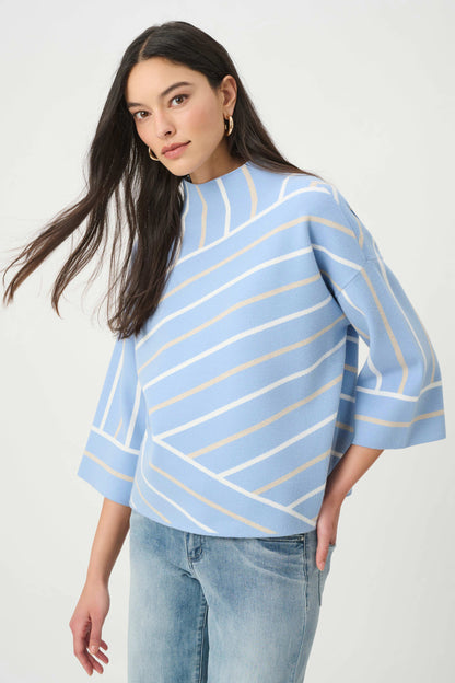 Mock Neck Abstract Stripe Sweater. Style JR271903