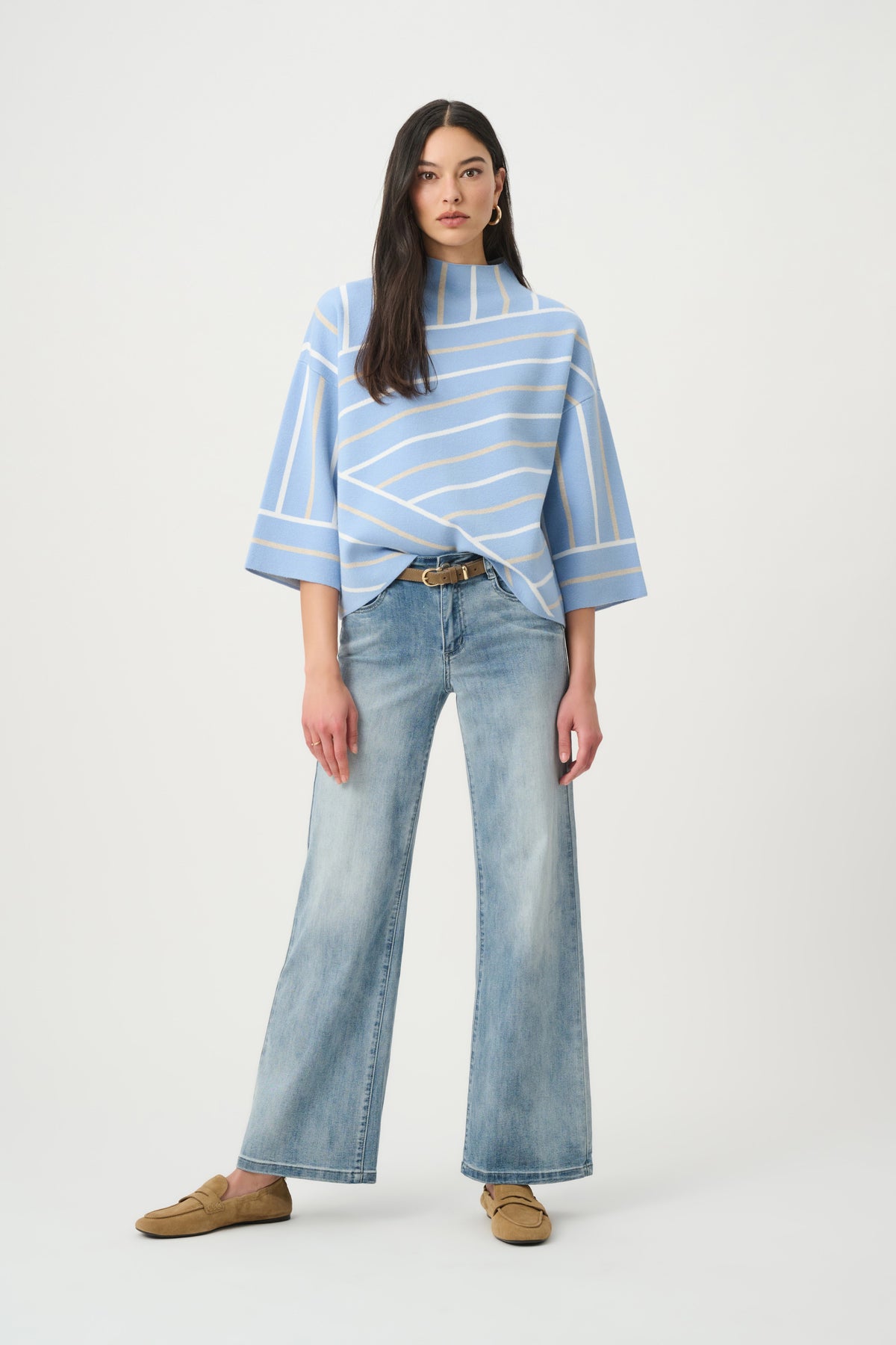 Mock Neck Abstract Stripe Sweater. Style JR271903